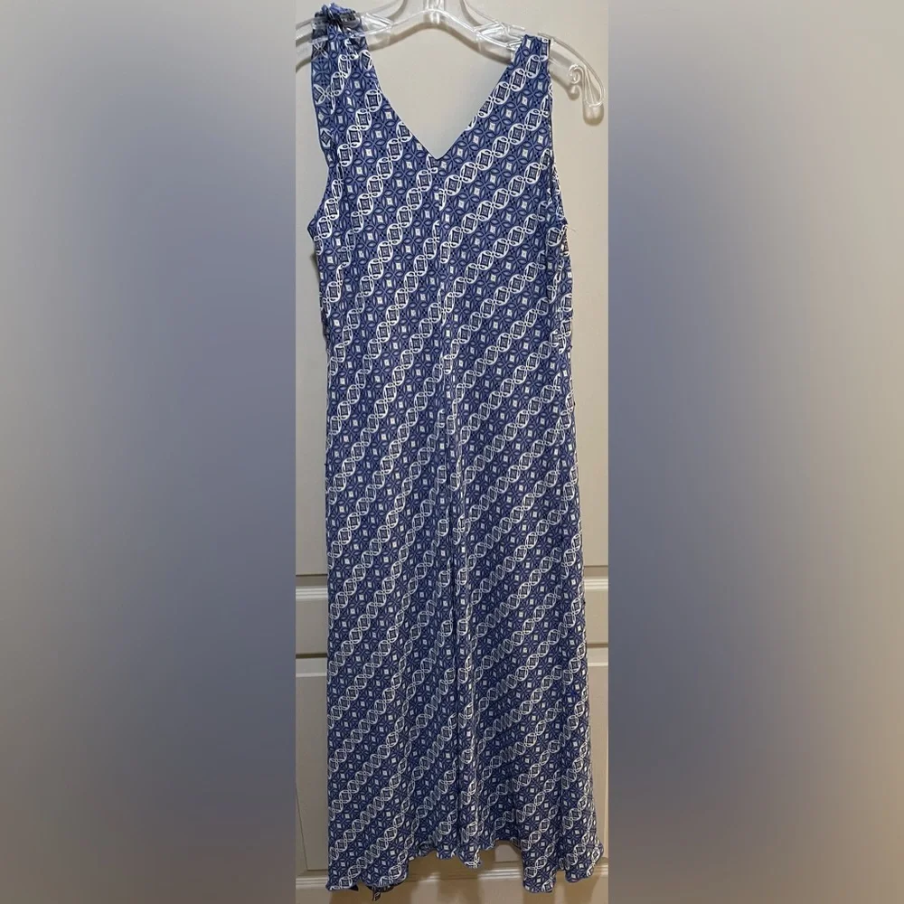 Jonathan Martin Blue Lined Long Dress With Tie Straps Size 16 - Picture 2 of 4